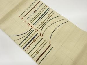 手織り生紬金彩線模様名古屋帯